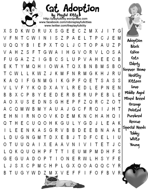 Cat Adoption Word Search
