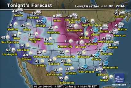 Cold Weather Cat Tips USA Temperature Map
