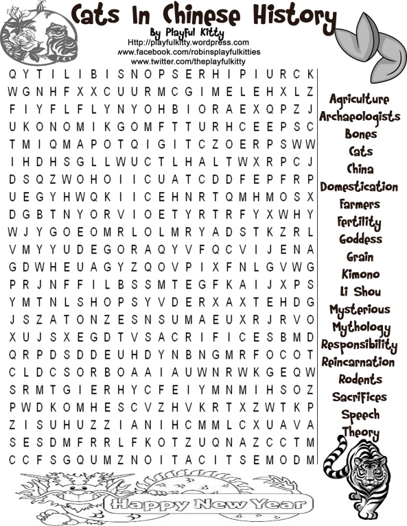 Cats in Chinese History Word Search