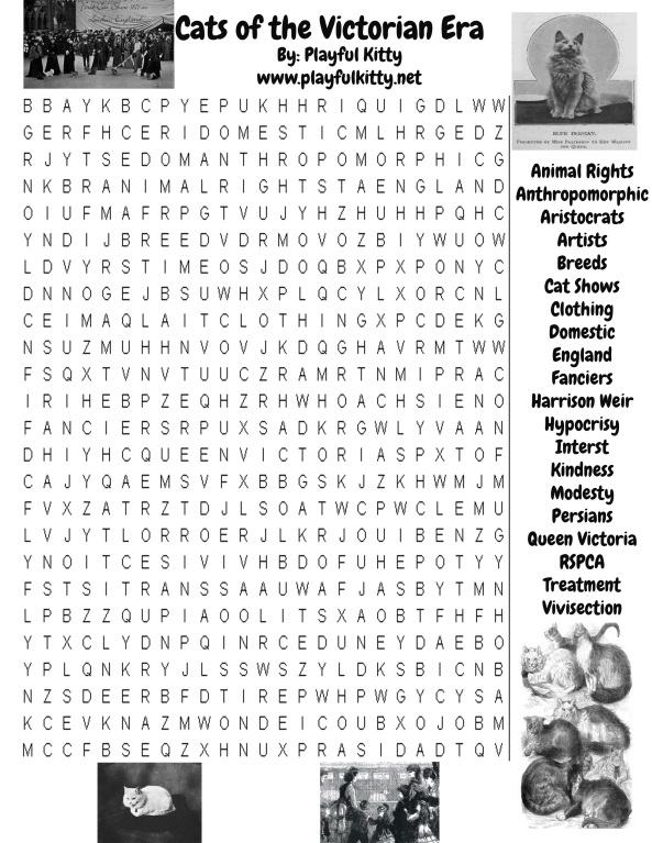 Cats of the Victorian Era Word Search